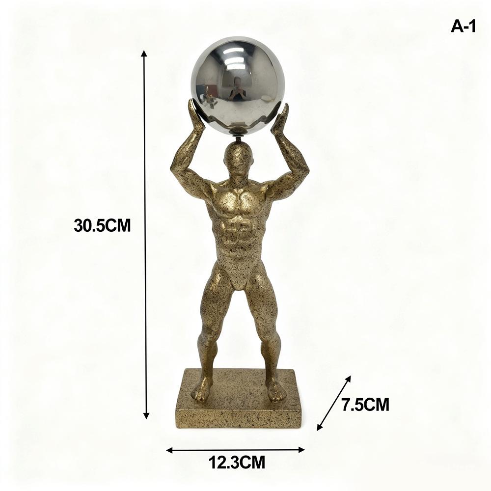 Креативная абстрактная спортивная фигурка из смолы, украшение для спортзала, скульптура гимнастки с мячом, поделка, Декор, Абстрактная статуэтка черного мужчины, Декор для дома