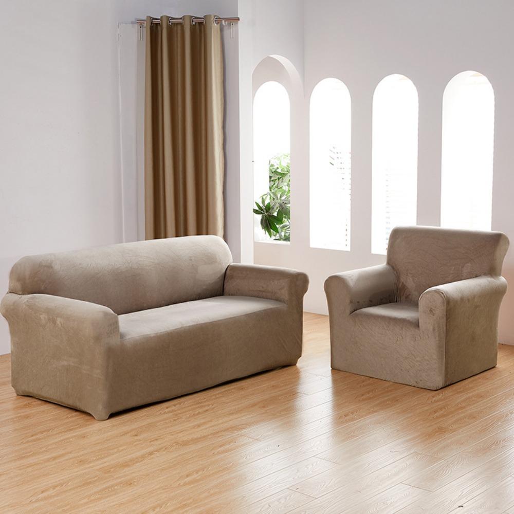 Velvet Sofa Cover Stretch Full Protection Dustproof Elastic Sofa Protector