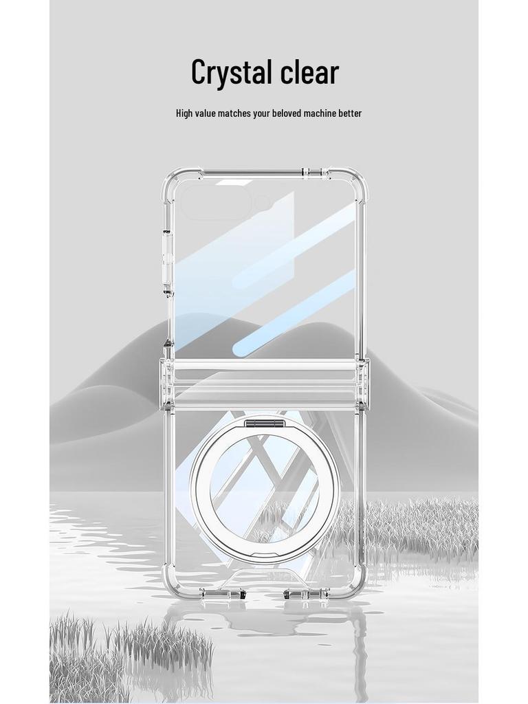 Etui na Samsunga Z Flip7: Wysokiej klasy przezroczysty magnetyczny z powłoką galwaniczną i obracanym o 360° stojakiem