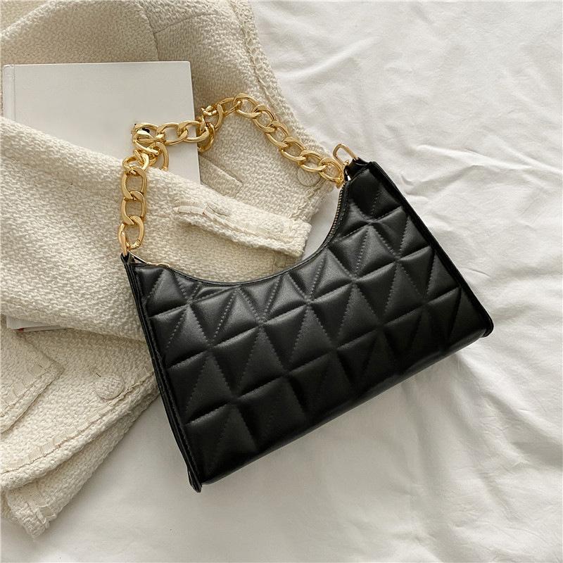 Women's Advanced Underarm Bag New Trend All-match Shoulder Hobo Bag Chain Handbag Female Fashion Plaid Shopping Bag