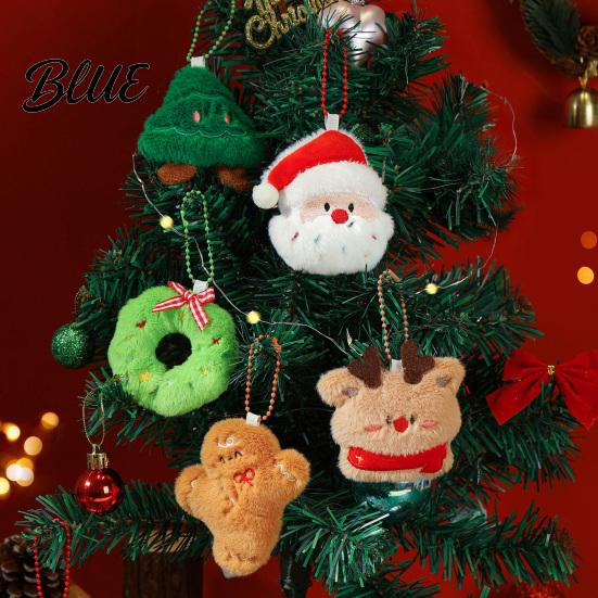 Plush Christmas Tree Cartoon Doll Santa Wreath Cute Stuffed Ornaments Keychain Gingerbread Ornaments Charms Holiday