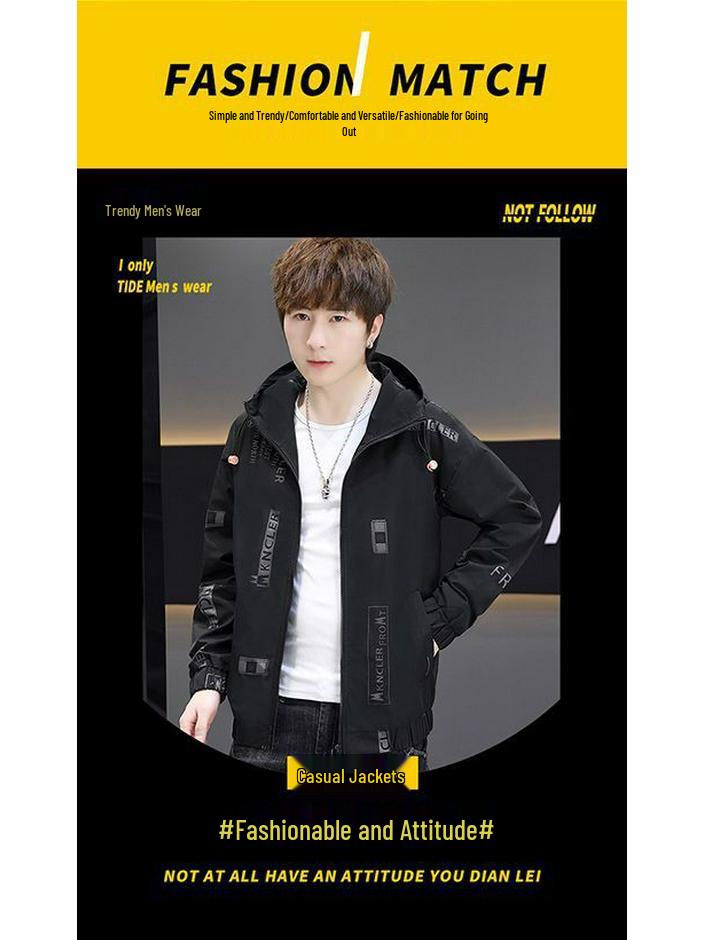 Men's Hooded Slim Fit Jacket - Trendy Spring/Autumn 2025 Style