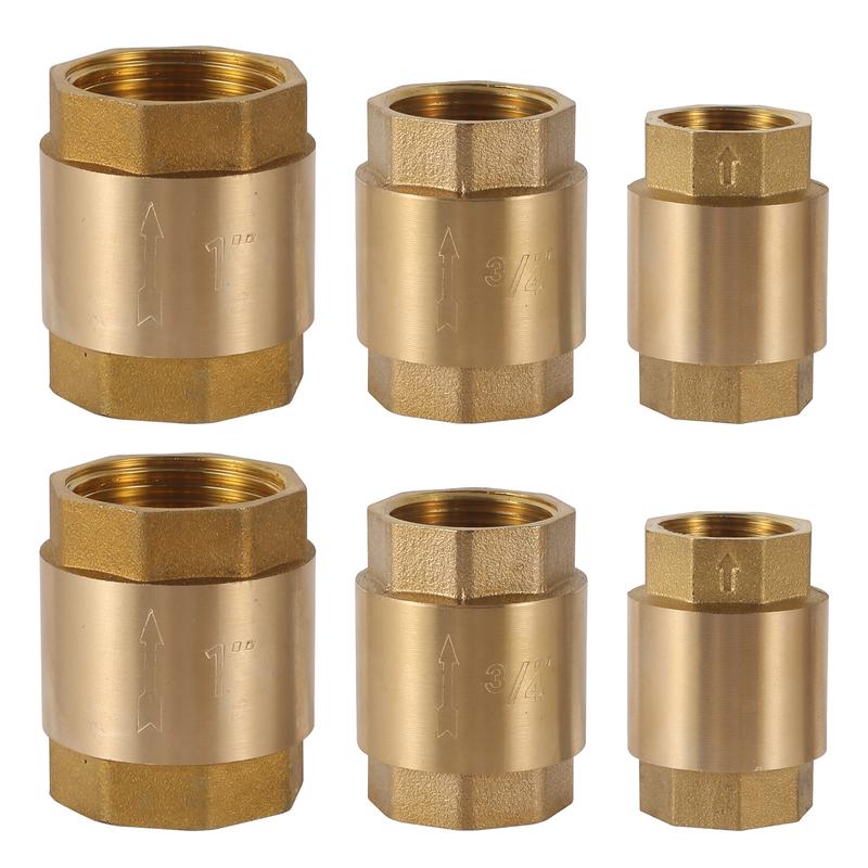 1Pc 1/2” 3/4”1” Female Thread NPT Brass Thread In-Line Spring Check Valve One-Way Anti Backflow Valve Water Control Float Valve