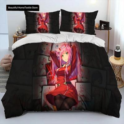 Zero Two DARLING In The FRANXX Comfortable Duvet Quilt Cover Pillowcase Bedding Set Children Bedroom Decoration Home Textile