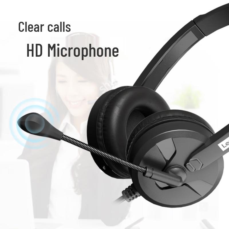 Lenovo E04 Wired Business Headset with Noise-Cancelling Mic