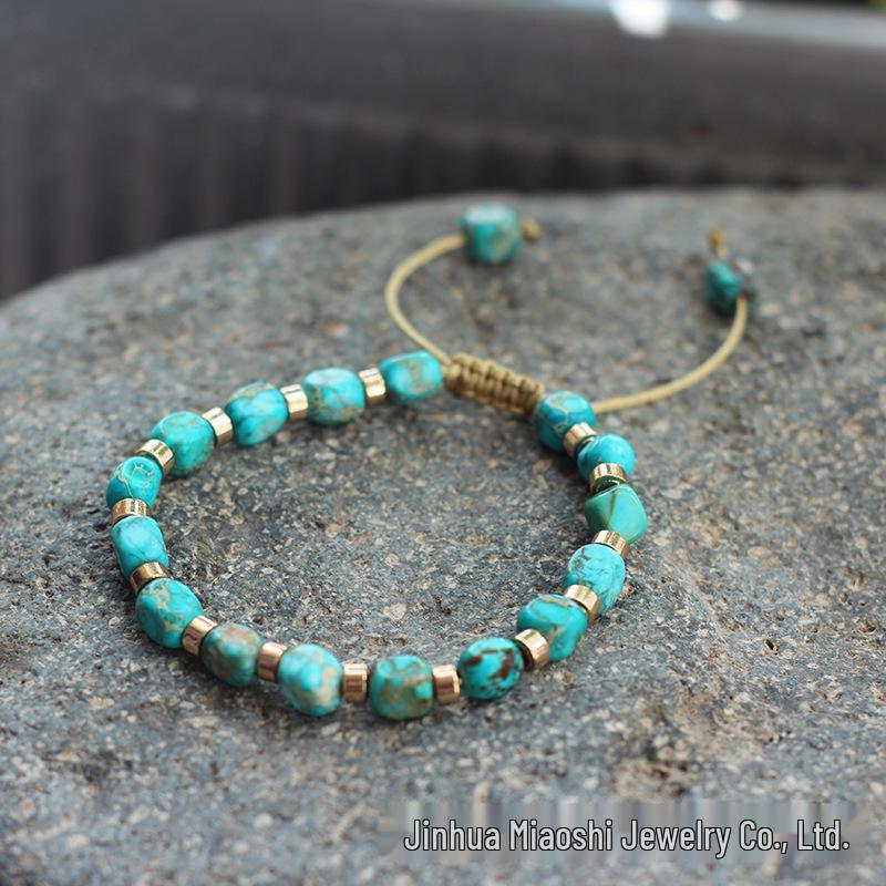 Bohemian Women's Colorful Imperial Shoushan Stone Bracelet, 5*7 Irregular Natural Stone Design