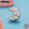 WOSTU Dessert Series 925 Sterling Silver Donut Pendant Croissant Charm Pudding Sweet Candy Bead For Bracelet Girl Jewelry Making