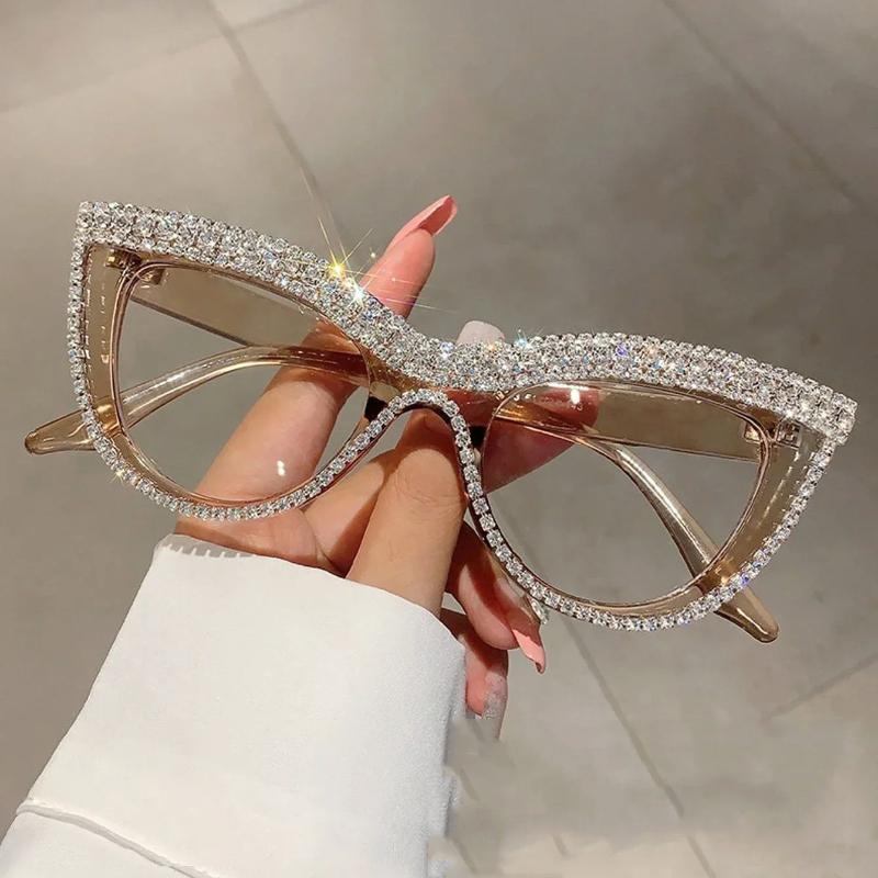 New Personality Fashion Cat Eye Colorful Big Diamond Reading Glasses Unisex Luxury Eye Protection Presbyopia Eyeglasse To +4.0