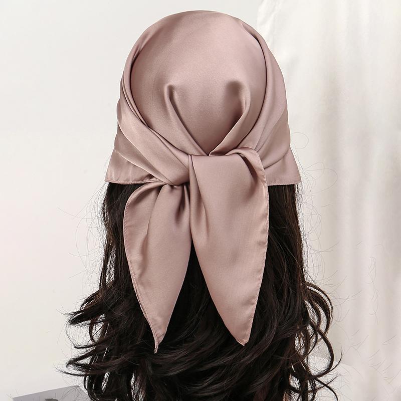 Luxury Silk feeling Scarf Women Satin Solid color Hijab RUNMEI Scarves Muslim Pareo Bandana Female Shawl Wrap Headband Foulard