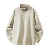 [Fosroe] Hoodie, Zip Shirt, Long Sleeve, Men's Sweatshirt, Pullover, Stand Collar, Half Zip, Plain, Loose, Large Size, Autumn Clothes