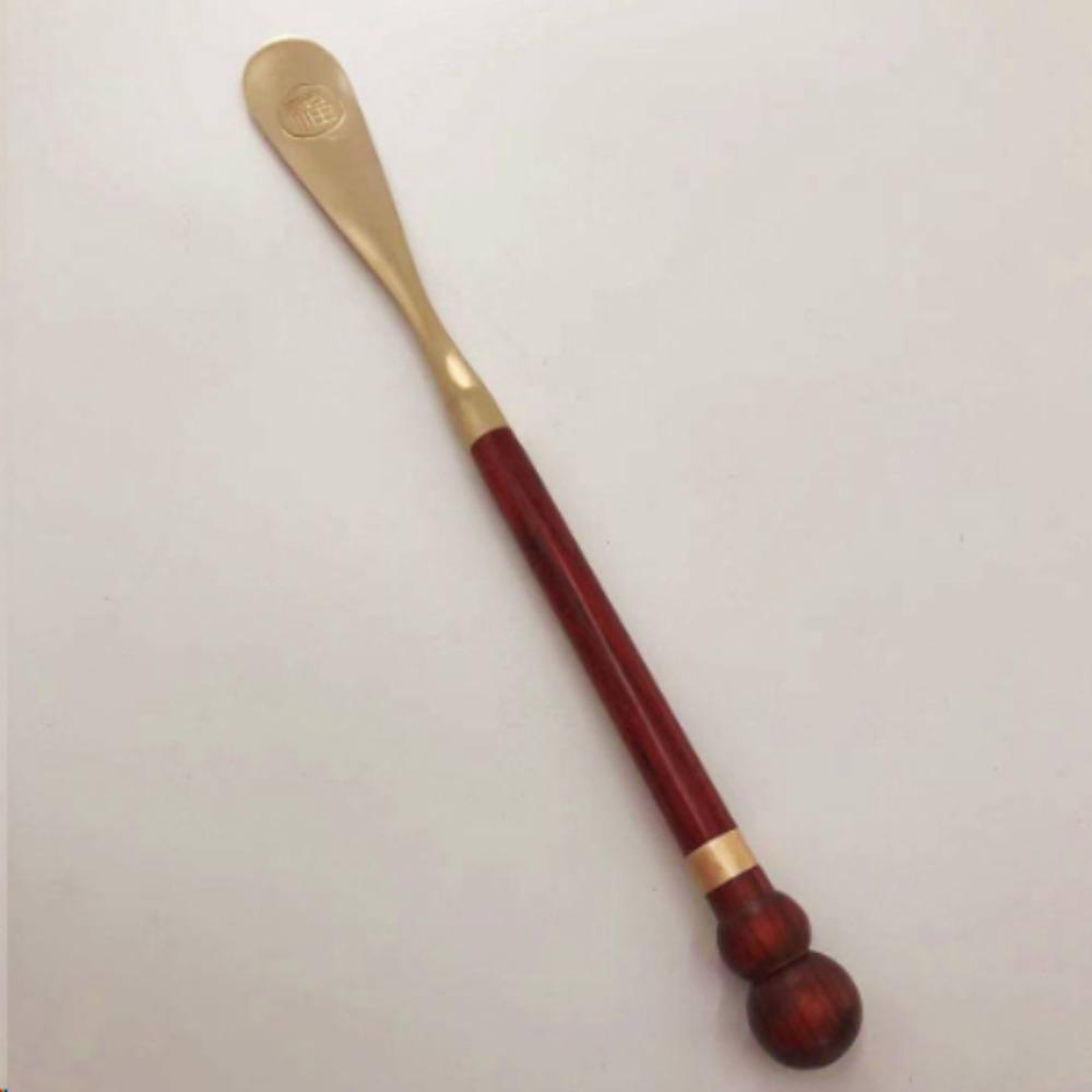 Portable Long Handle Wooden Shoes Lifter Wood Brass Head Shoe Horn Wearing Long Handle