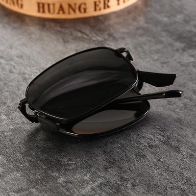 3PC Fashion Folding Pochromic Sunglasses Outdoor Polarized Driving Sunglasses Driving with Alloy Frame Square Glasses for Men