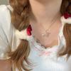 Cupid Heart S925 Sterling Silver Pink Diamond Love Necklace Women's Light Luxury Girl Heart Temperament Collarbone Chain