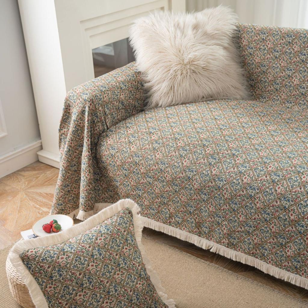 Exquisite sofa towel anti-cat scratch jacquard bouquet retro home fringed thick sofa cover blanket factory