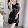 Internet celebrity pure sex summer suspender shorts set ice silk nightgown sexy silver butterfly thin simulation silk spring and autumn pajamas