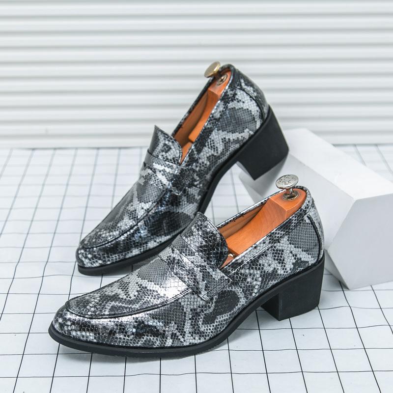 Men's Loafers Large Size New Leather Shoes Fashion Men's High Heels Foot Shoes Trend Business Casual Leather Shoes