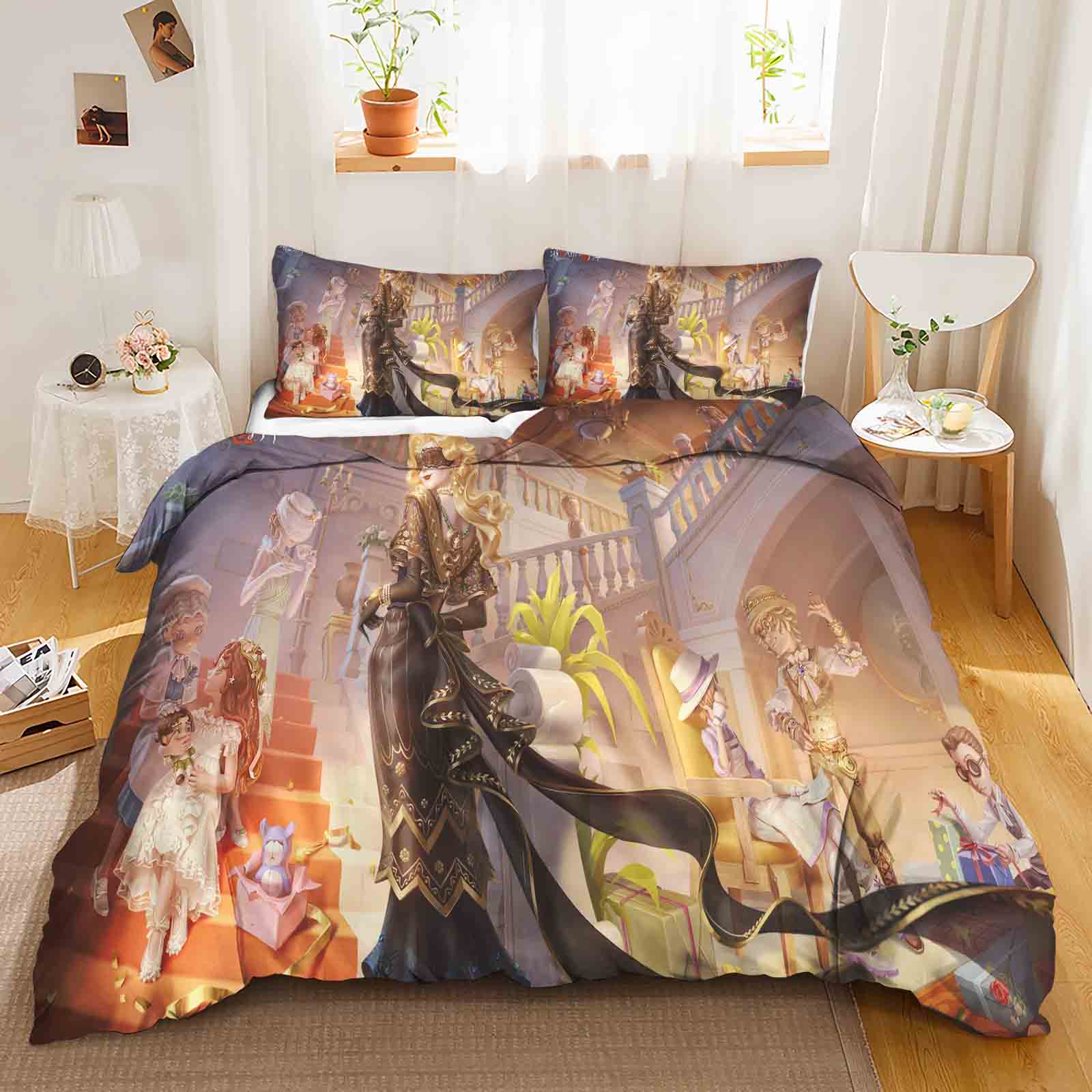 

Comforter Game: Identity V Polyester Bedding Queen Size Sets Cotton Cute Printed Cartoon Suitable For Children Comforter (quilt)-EU Single(135*200cm)3pcs