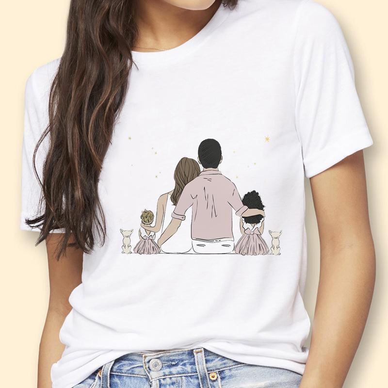 Mothers Day Theme Cute Cartoon Trend ShortSleeved Womens TShirt Polyester Fabric Simple AGeneration Style