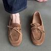 Sheepskin Version~ Niche Retro Polished Flat Bottom One-pedal Small Leather Shoes Round Head Leather Versatile British Style Single Shoes Women