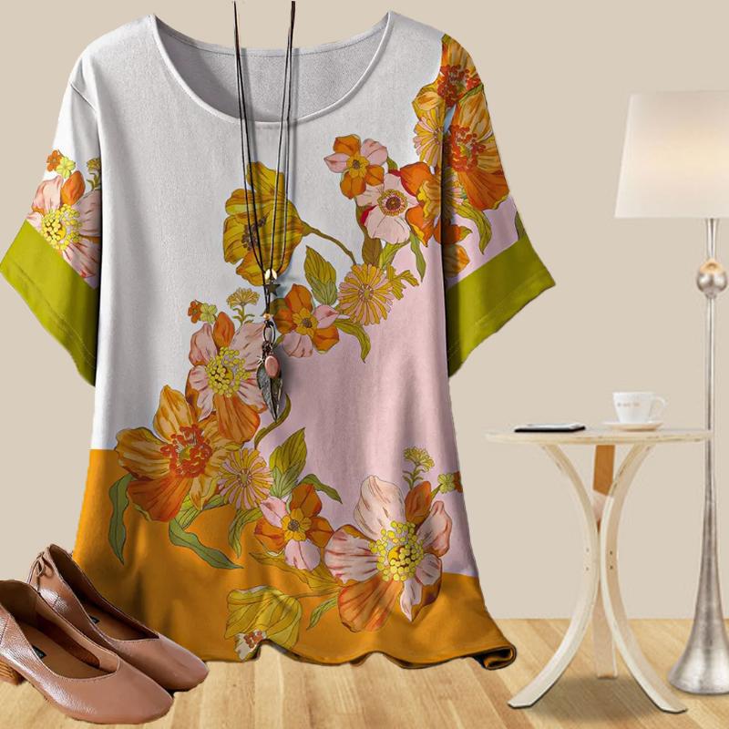 

Женская мода повседневная свободная весенняя рубашка женские топы с коротким рукавом в крупный горошек 8XL оранжевый