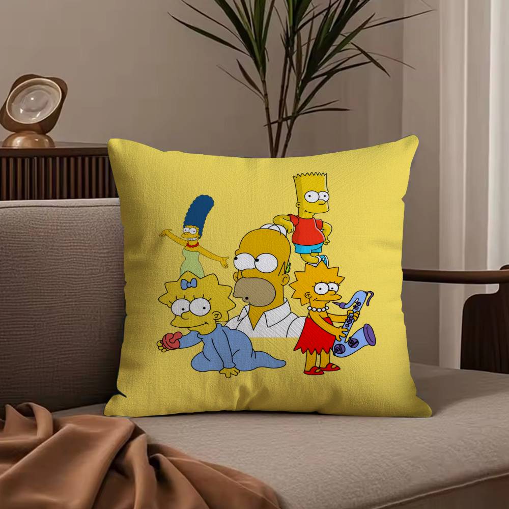 Cartoon The S-Simpsons Pillow Case Anti-dustmite Pillowcase Invisible Zipper Silky Short Plush Sofa Cushion Cover