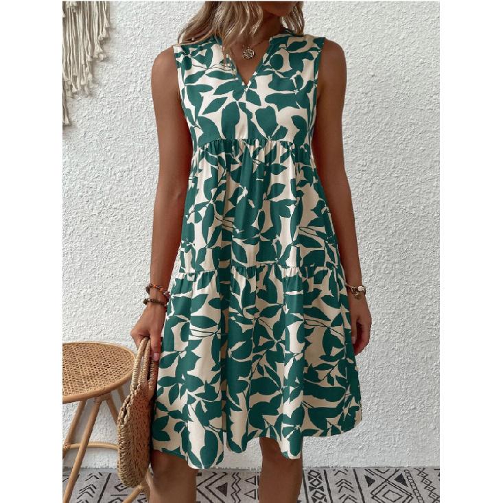 

Новое весенне-летнее отпускное повседневное ездовое на работу удобное сексуальное элегантное женское модное принтованное платье S зелёный