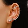 1Pc Exaggerated Metal Inlaid Zircon Leopard Print Snake Earrings for Women Men Punk Ear Hanging Stud Ear Cuff Gothic Ear Jewelry