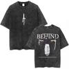 Sleeping On Both Sides To Fight Men'S And Women'S Short-Sleeved Washed Nuo T-Shirts Casual Loose Retro Couple Spell Round Neck