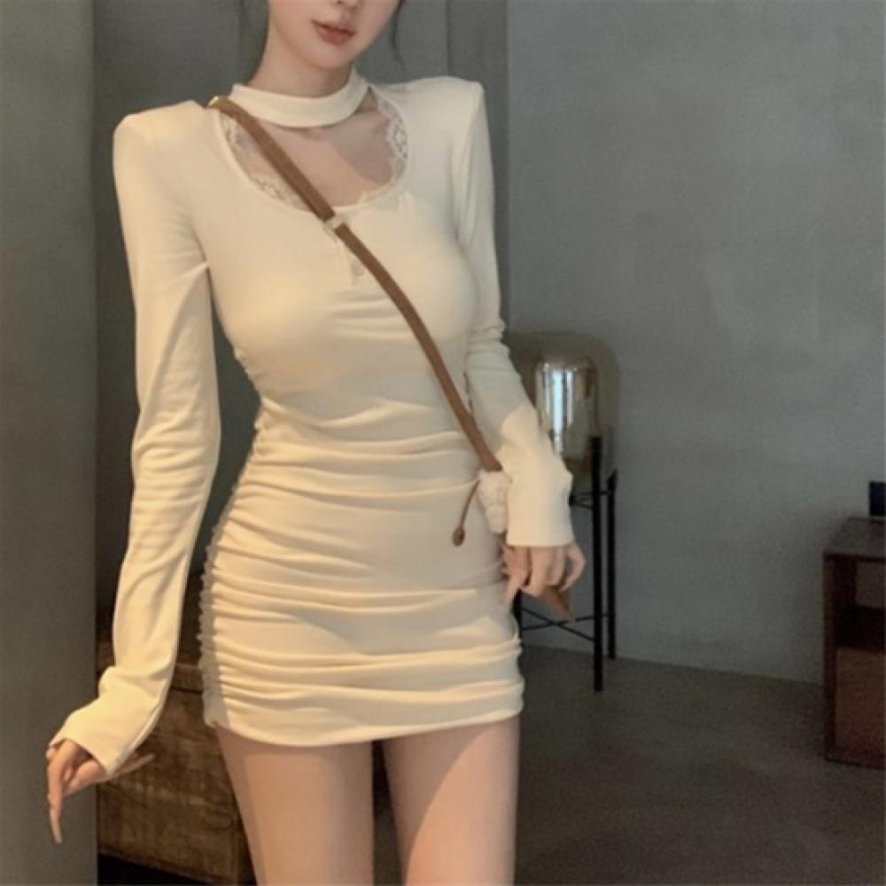 New Arrivals Open Run Women Glam Mood Shirring Mini Dress