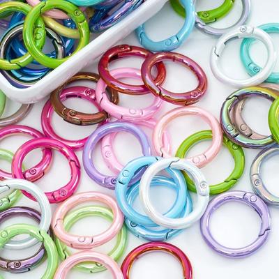 AB Colors 5Pcs Metal O Ring Spring Clasp Openable Round Carabiner Keychain Clips Hook Dog Chain DIY Jewelry Buckle Connector