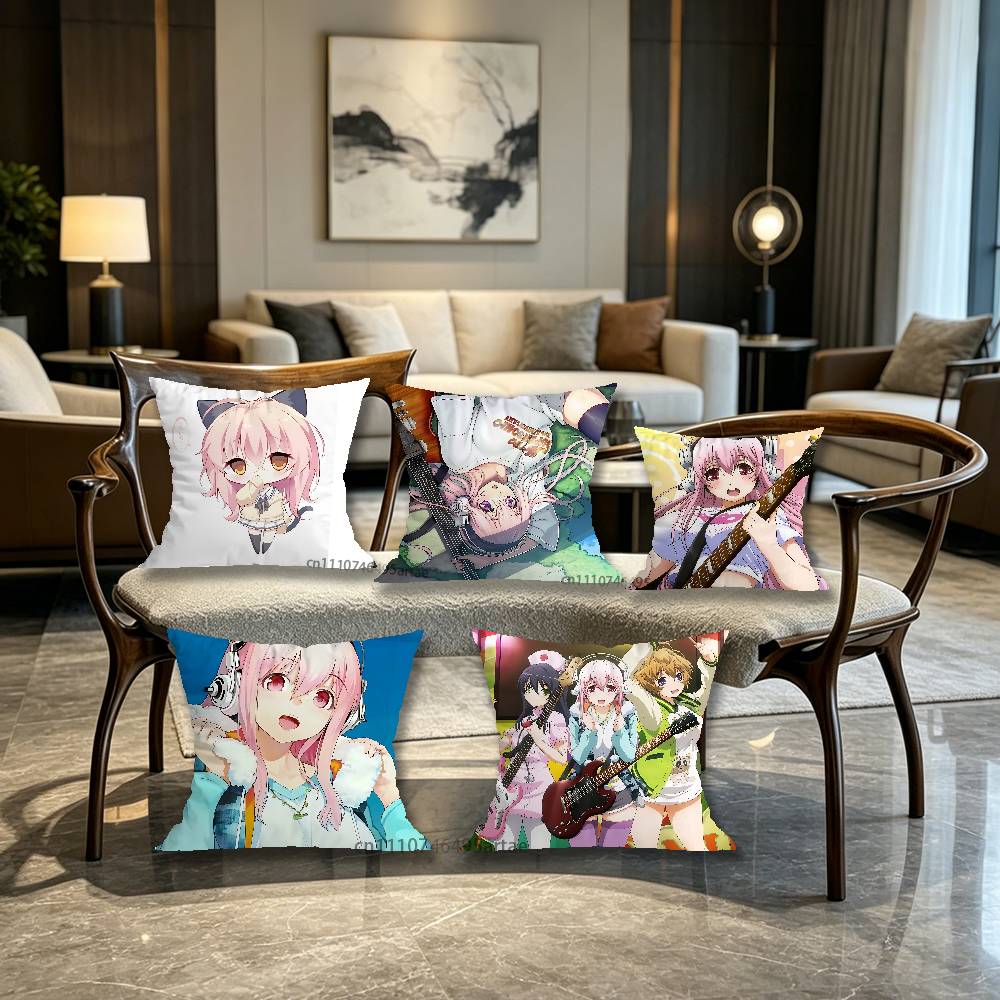 Cute SSuper SSonico Pillow Case For Home Bedroom Car Office Decoration Living Room Sofa Cushion Cover Suitable