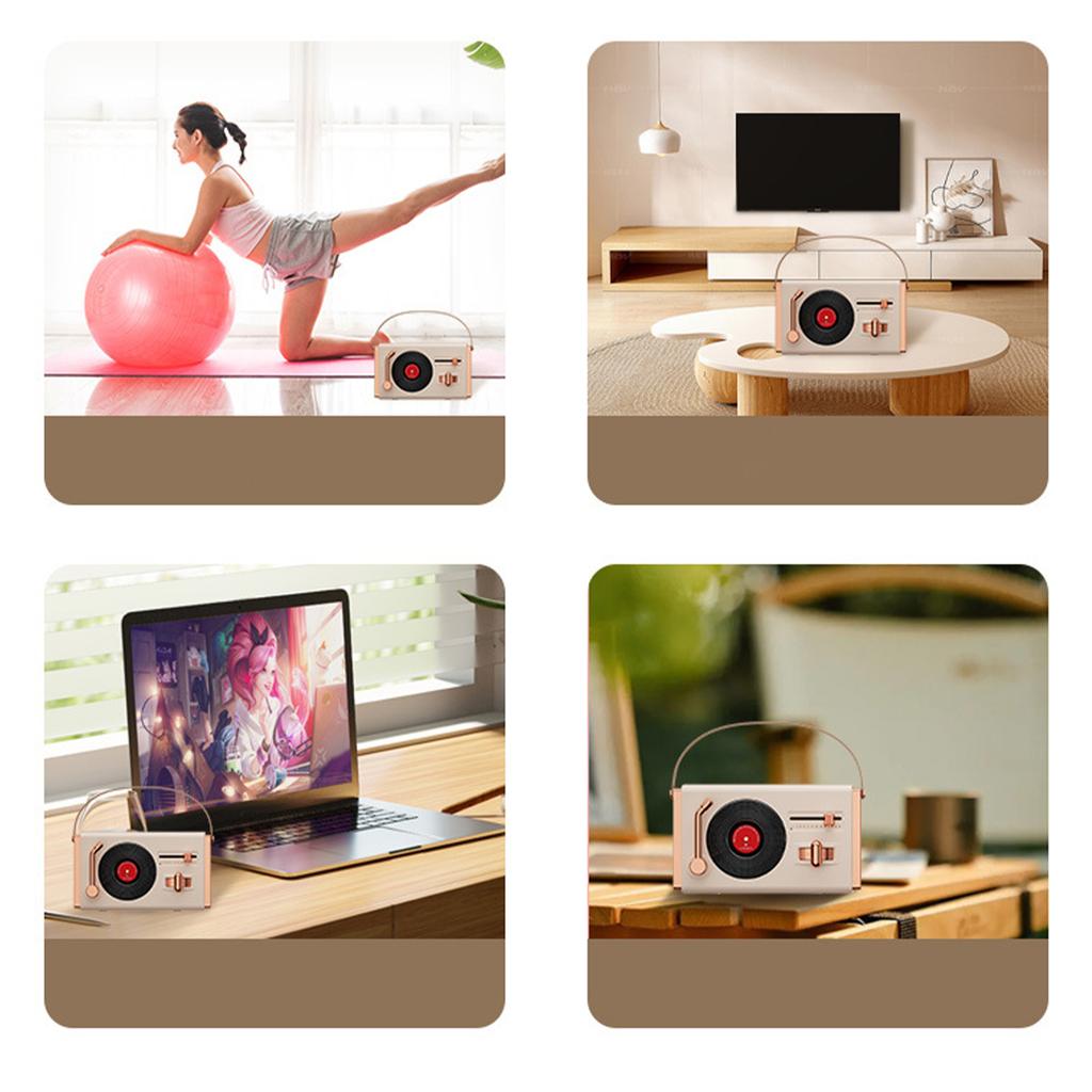 Mini Retro Bluetooth Speaker Card U Disk Gift Vinyl Record Player Desktop Portable Speaker