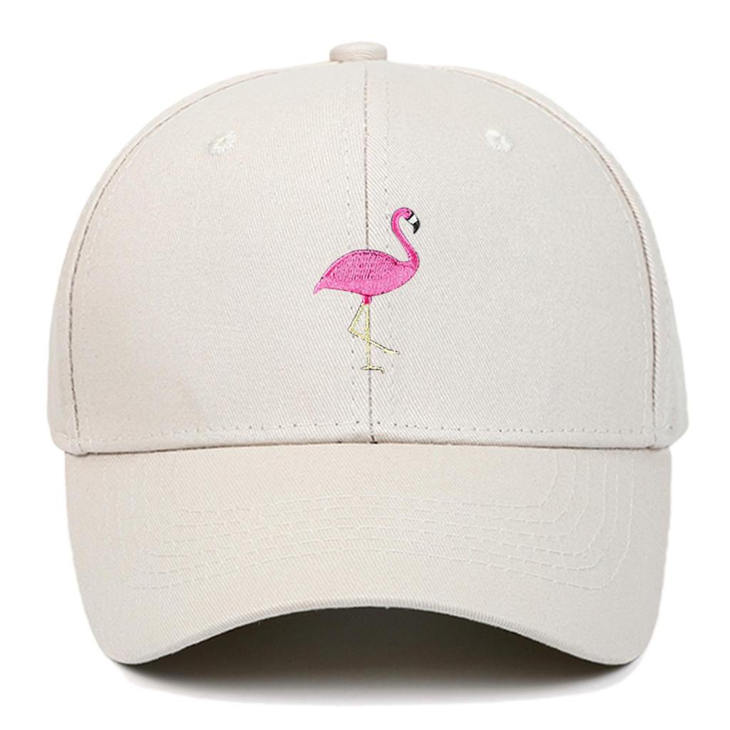 Unisex Cotton Flamingo Embroidered Baseball Cap for Outdoor Activities