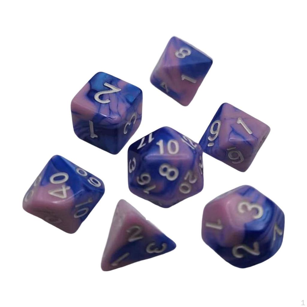 7 Pieces Acrylic Polyhedral Dices D6 D4 D8 D10 D12 D20 Gifts Board Game Props Durable for Role