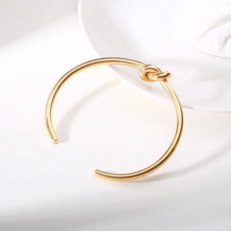 Gold Color Knot Bracelet for Women, Tie The Knoted Cuff Bangle Stainless Steel, Charm Bridesmaid Wedding Jewelry