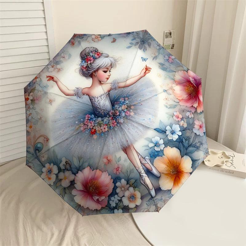 

1PC flower ballerina Umbrella-8-Rib Reinforced, Automatic Open, Lightweight & Durable, Cute Fashion Accessory for Outdoor-A1234