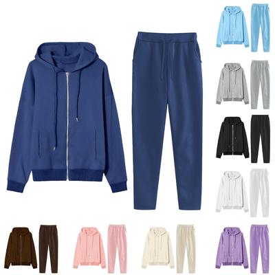 Damenmode Einfarbiges Pullover Lässiges Frisches Langarm Kapuzen-Sweatshirt Set