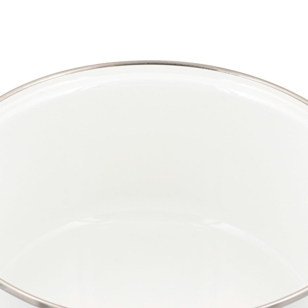 Bestco Enamel Casserole with Glass Induction and Gas Bran Pot, 22cm, Lid, Compatible, White, NQ-0254,