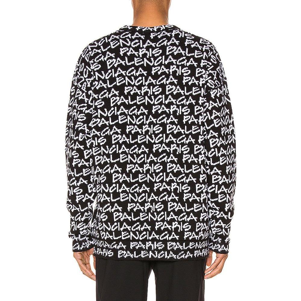 Balenciaga All Over Balenciaga Paris Intarsia Jumper 'Black White' Men's 599826T31701070
