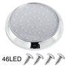 12V 46 LED Round Car Roof Light Lamp Chrome Carbon Look Interior Super Bright with ON/OFF Switch For Camper Van Caravan Boat RV