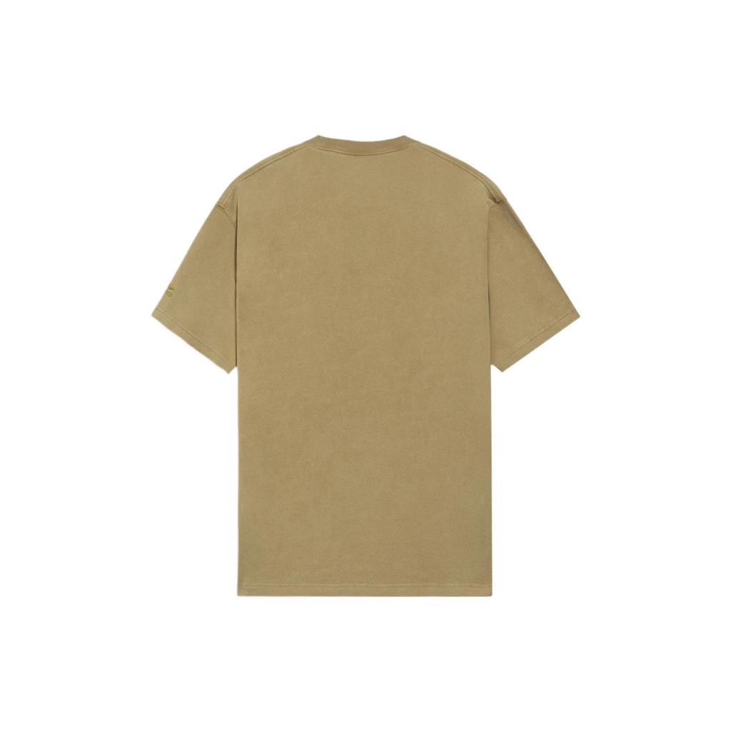 Li-Ning CF Sports Fashion Series Embroidered Letter Loose Round Neck Short Sleeve T-Shirt Unisex Tops Ketone-Brown AHSS563-2