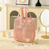 Portable Solid Color Mesh Cosmetic Bag Lightweight Space Saving Zipper Bags Large Capacity Travel Toiletry Storage Handbag