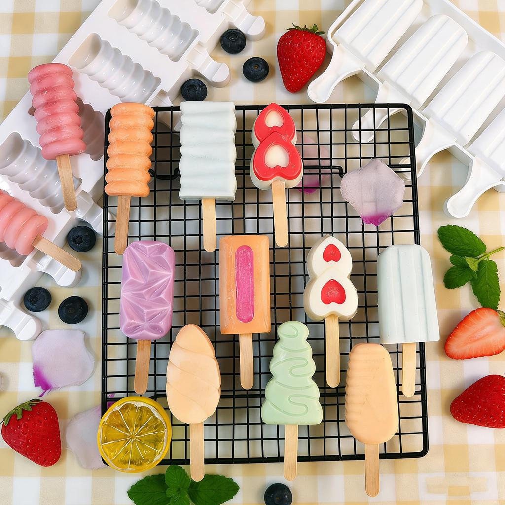 Reusable Silicone Ice Cream Molds DIY Fruit Popsicle Dessert Chocolate Cake Kids Craft Tool