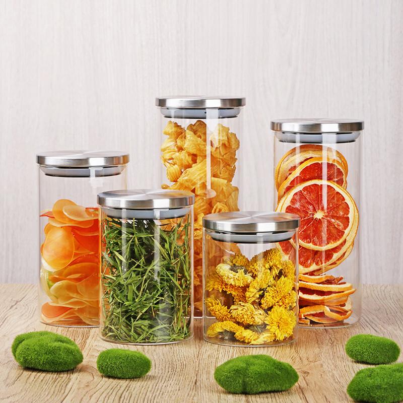 ZISIZ Glass Storage Jars with Stainless Steel Lids