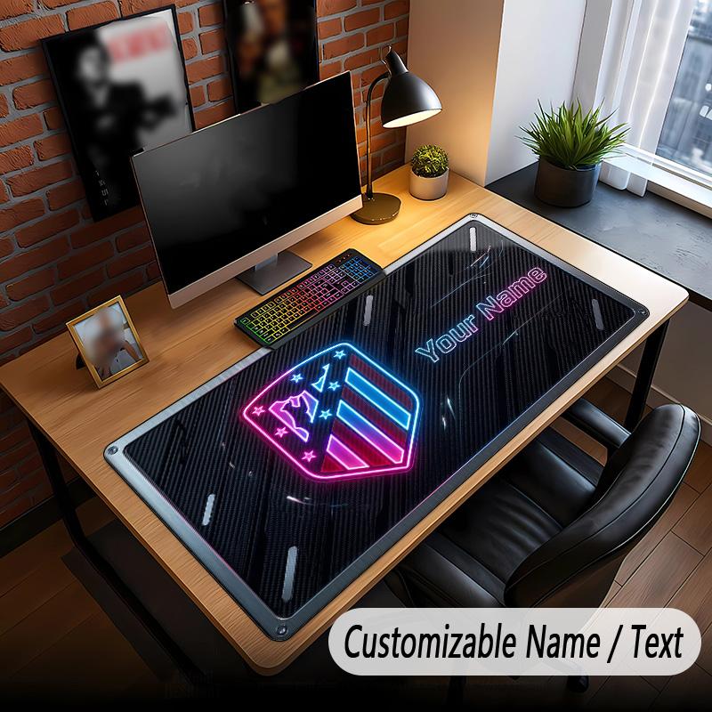 Large Mouse Pad Atletico Madrid FC Print Custom Name Text Desk Mat for Office Gaming