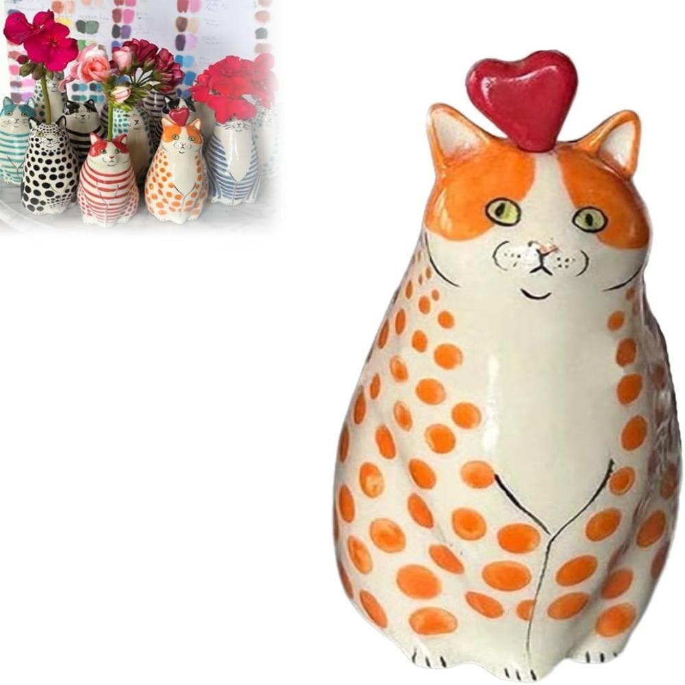 

Hydroponic Flower Polka Dot Cat Vase Restaurant Animal Vases Funy Cat Flower Vase Cat Lovers Gift C-S-27*19cm