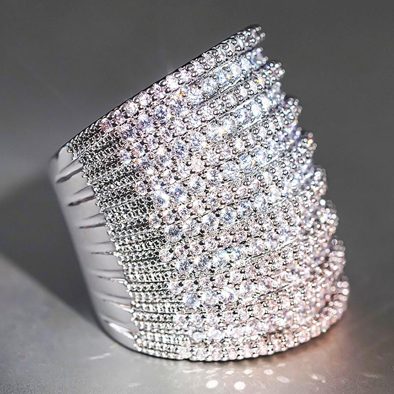 Huitan Luxury Women CopperColor Ring Full Brilliant Cubic Zirconia Fashion Party Finger Accessories Gorgeous Wedding Jewelry