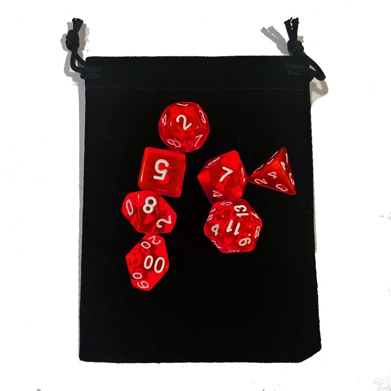 With Bag 7Pcs Dnd Polyhedral Dice Set For Tabletop Board Games Rpg Dice D4 D6 D8 D10 D% D12 D20 Clear Transparent Dice 10Colors