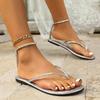 Spring and summer new large size flat bottom women's sandals solid color fashion beach herringbone sandals
