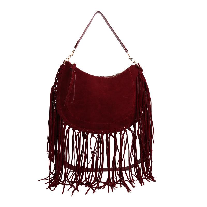 2025 New Fashion High Quality Women Faux Suede Tassel Shoulder Bags Bohemian Style Large Capacity Handbags Versatile Tote Bags